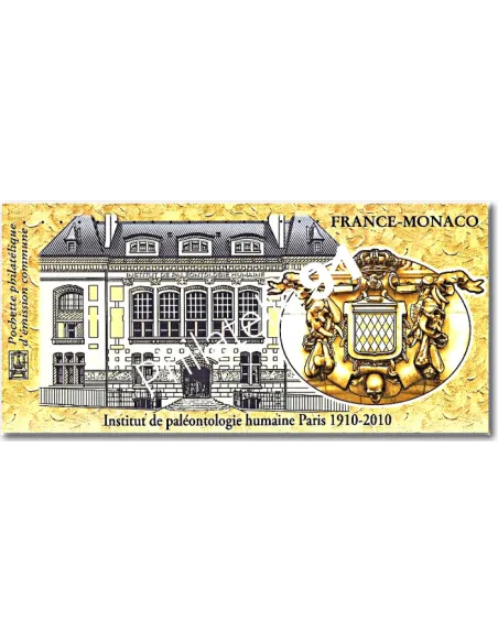 Pochette Émission commune P4456, France-Monaco,.Abbé Henri Breuil et prince Albert 1er de Monaco, collection timbres de France