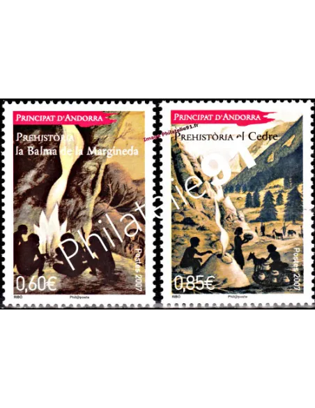 Timbres d'Andorre Français n° 646 à 647 - Thématique: Préhistoire