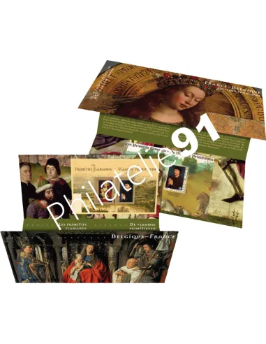 Pochette Émission commune P4525, France - Belgique,Les primitifs flamands, collection timbres de France