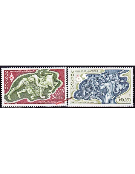 MONACO - n° 1288 à 1289 - 12 travaux d'Hercule (I) Croix-rouge