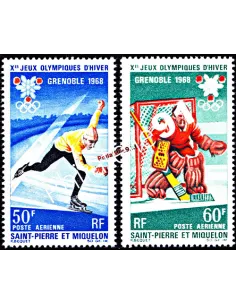 Timbres de ST PIERRE ET MIQUELON PA n° 40-41, J.O., collection Dom-Tom