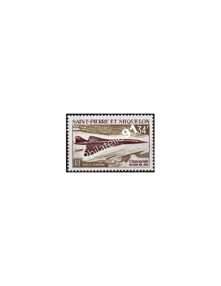 Timbre de ST PIERRE ET MIQUELON PA n° 43, Concorde, collection Dom-Tom