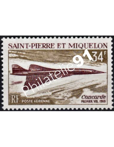 Timbre de ST PIERRE ET MIQUELON PA n° 43, Concorde, collection Dom-Tom
