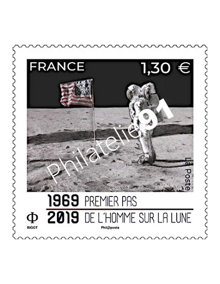 Timbre n° 5340, Premier pas de l’homme sur la Lune, timbres France
