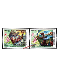 Timbres de MONACO n° 1797 - 1798 - Croix-Rouge - Vie de Sainte Dévôte (V) - Thématique : Religion - Croix-rouge
