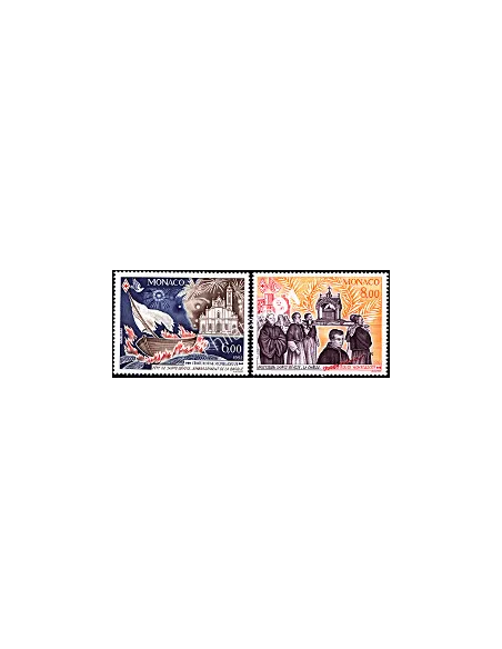 Timbres de MONACO n° 1842 - 1843 - Croix-Rouge monégasque. Vie de Sainte Dévôte (VI)