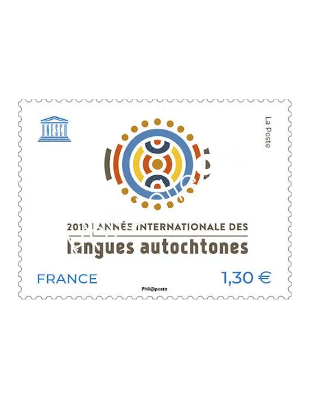 Timbre de service 176, Unesco, langues autochtones, timbres de France