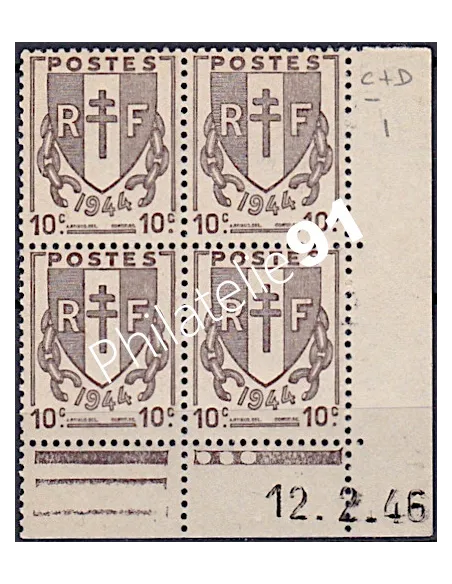 Coin daté sur Timbre n° 670, Collection timbres France
