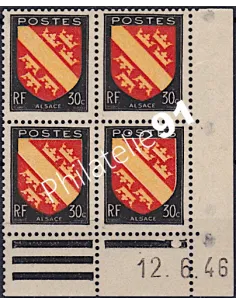 Coin daté sur Timbre n° 756, Collection timbres France