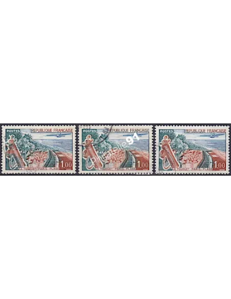 Variété sur timbre n° 1355, oblitéré, collection timbres France