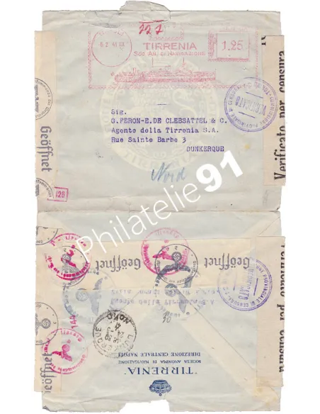 ITALIE, Lettre censurée pour la France , Collection lettre Europe