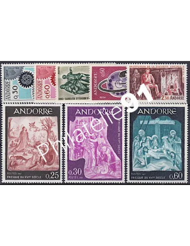 Année Compléte 1967, collection timbres Andorre