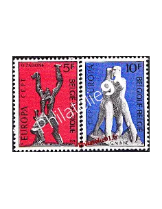 Timbres de BELGIQUE n° 1707 à 1708 - EUROPA 1974 - Sculptures