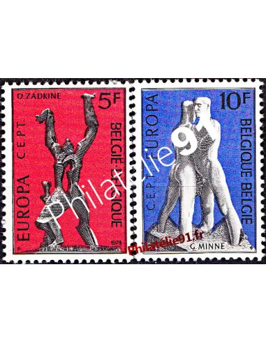 Timbres de BELGIQUE n° 1707 à 1708 - EUROPA 1974 - Sculptures