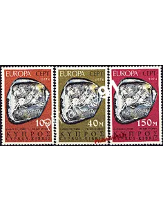 Timbres de CHYPRE n° 401 à 403 - EUROPA 1974 - Sculptures