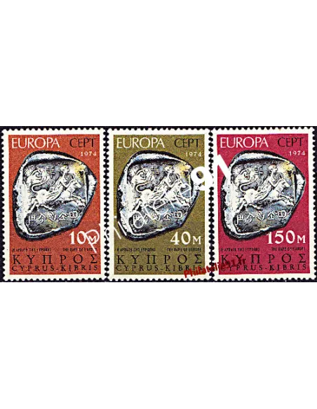 Timbres de CHYPRE n° 401 à 403 - EUROPA 1974 - Sculptures
