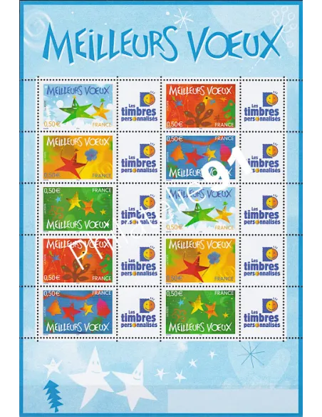Feuille n°3722A à 3726A,Meilleurs voeux,perso,collection timbre france