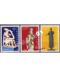 Timbres de GRECE n° 1144 à 1146 - EUROPA 1974 - Sculptures