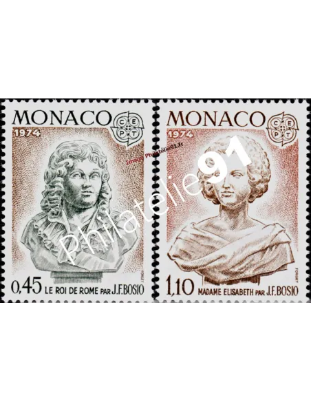 Timbres EUROPA de MONACO - n°  957 à 958 - Année 1974 - Sculptures