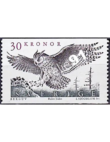 Suède, n° 1547, Rapace, Hibou Grand-duc, collection timbres Europe