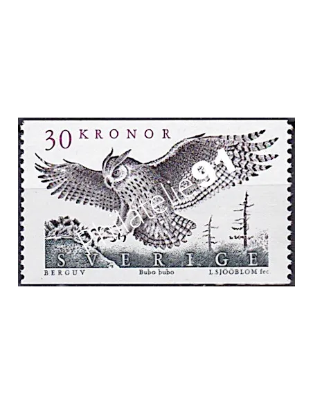 Suède, n° 1547, Rapace, Hibou Grand-duc, collection timbres Europe
