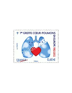 timbre de France n° 4674 - Greffe cœur - poumons en Europe