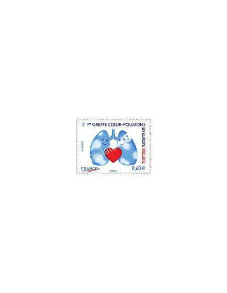 timbre de France n° 4674 - Greffe cœur - poumons en Europe