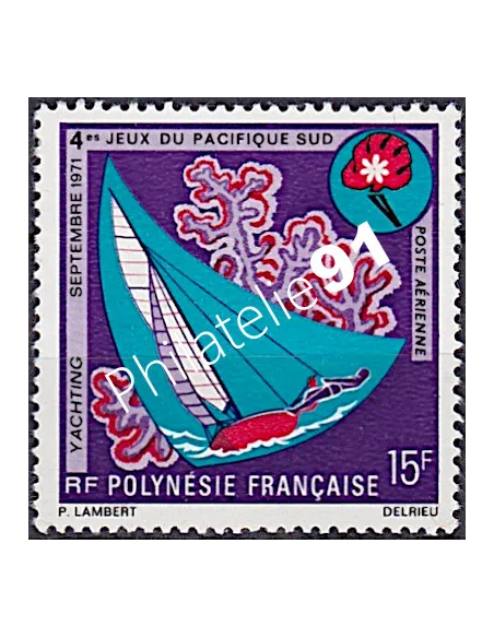 Timbre de POLYNÉSIE PA n° 51, Bateaux, collection timbres Dom Tom
