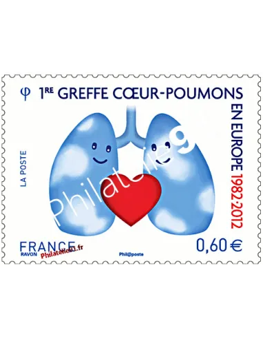 timbre de France n° 4674 - Greffe cœur - poumons en Europe