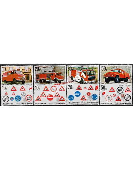 COREE - Série oblitéré - année 1987 - Pompiers - Sécurité routiè
