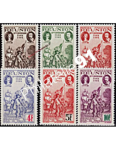 Timbres de RÉUNION n° 180 à 185. Rattachement à la France