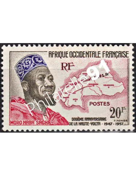 Timbre d' AOF n° 73. Reconstruction du territoire de la Haute-Volta.
