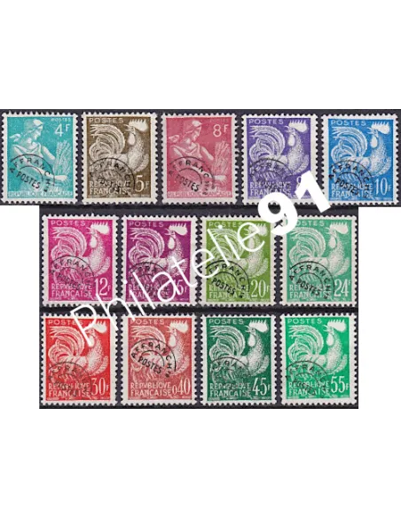 Timbres Préoblitérés n°  106 à 118, collection timbres France