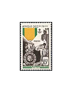 A.O.F n°46,Médaille militaire, timbres des colonies françaises
