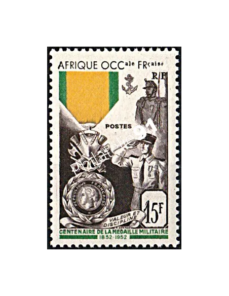 A.O.F n°46,Médaille militaire, timbres des colonies françaises