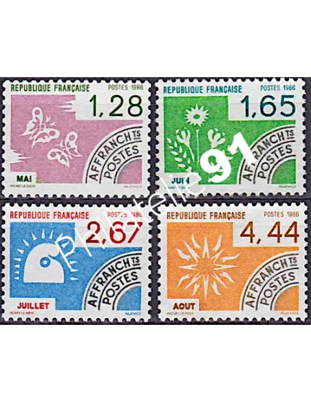 Timbres Préoblitérés n°  190 à 193, collection timbres France