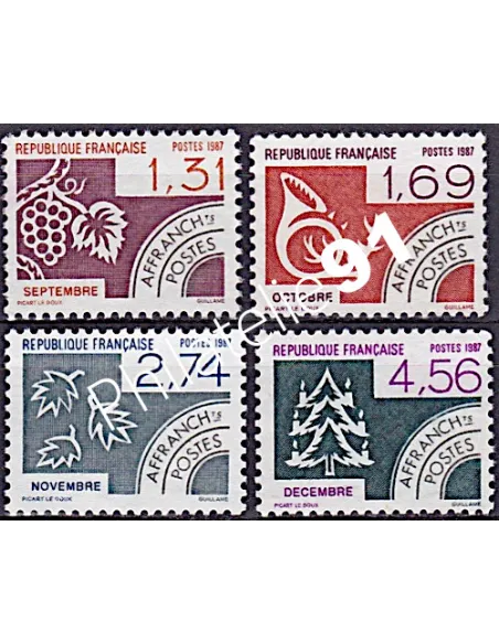 Timbres Préoblitérés n°  194 à 197, collection timbres France
