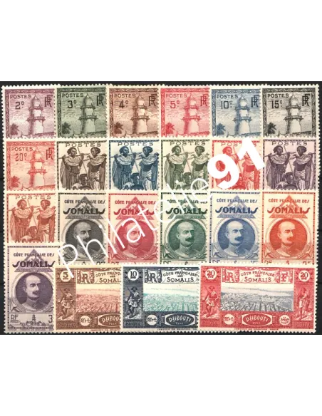 Timbres de COTE DES SOMALIS n° 148 à 169 , timbres des colonies françaises