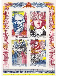 Bloc n°12 oblitéré, Bicentenaire de la Révolution française, collection timbres de France