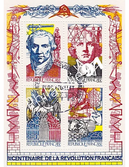 Bloc n°12 oblitéré, Bicentenaire de la Révolution française, collection timbres de France