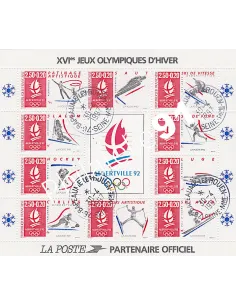 Bloc  n°  14 oblitéré, Albertville '92, collection timbres de France