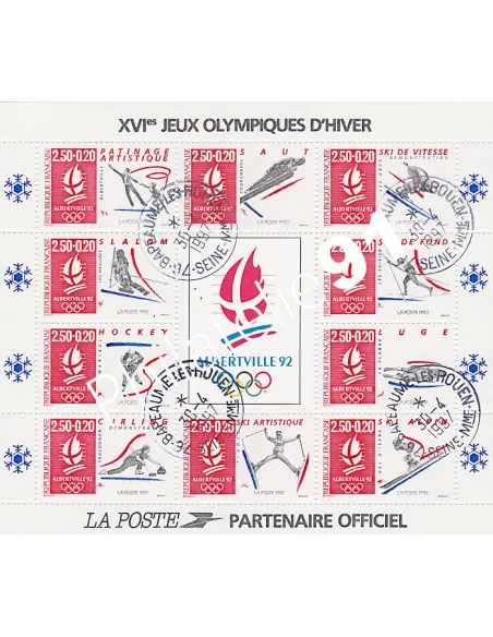 Bloc  n°  14 oblitéré, Albertville '92, collection timbres de France