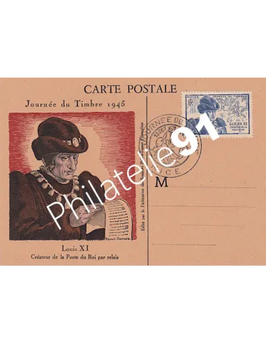 Carte postale, Journée du timbre 1945, Collection lettre France