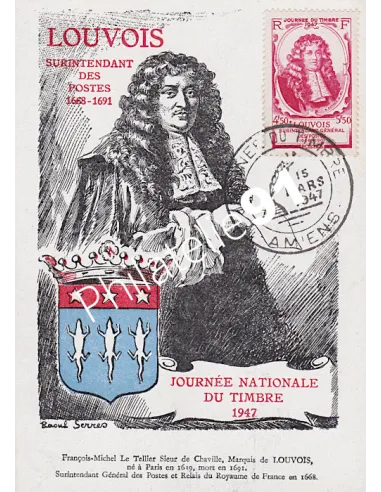 Carte postale, Journée du timbre 1947, Collection lettre France