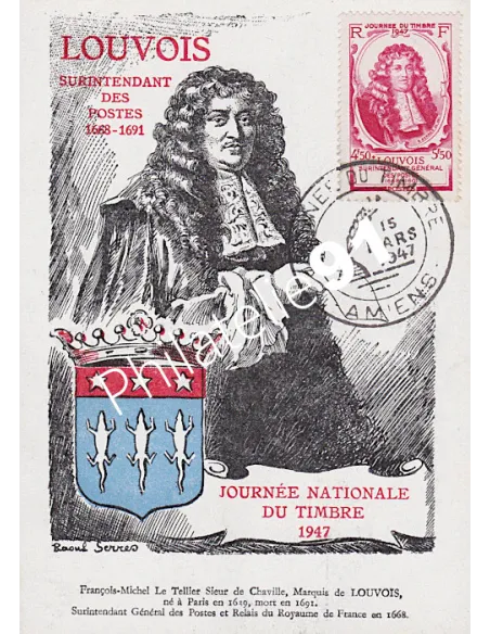 Carte postale, Journée du timbre 1947, Collection lettre France