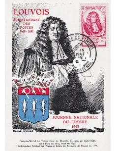 Carte postale, Journée du timbre 1947, Collection lettre France