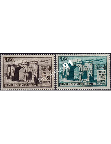 Timbres du Maroc PA n° 79,80, au profit des œuvres sociales de l'armée