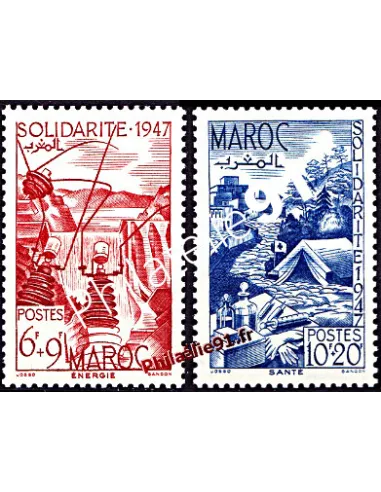 Timbres du Maroc n° 266 et 267, solidarité, timbres des colonies