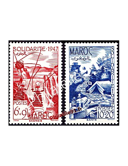 Timbres du Maroc n° 266 et 267, solidarité, timbres des colonies