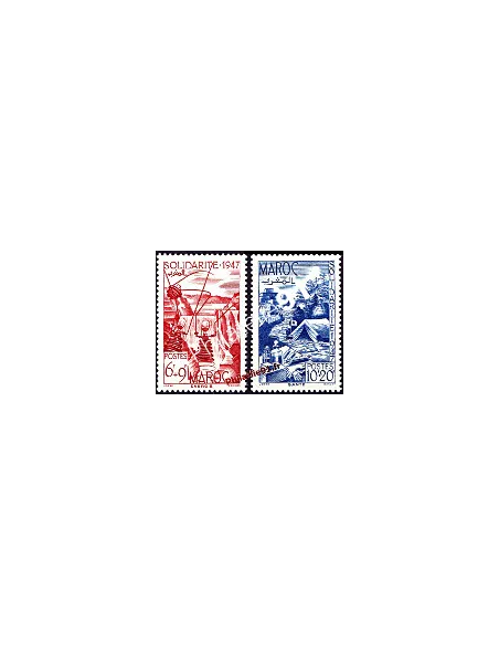 Timbres du Maroc n° 266 et 267, solidarité, timbres des colonies